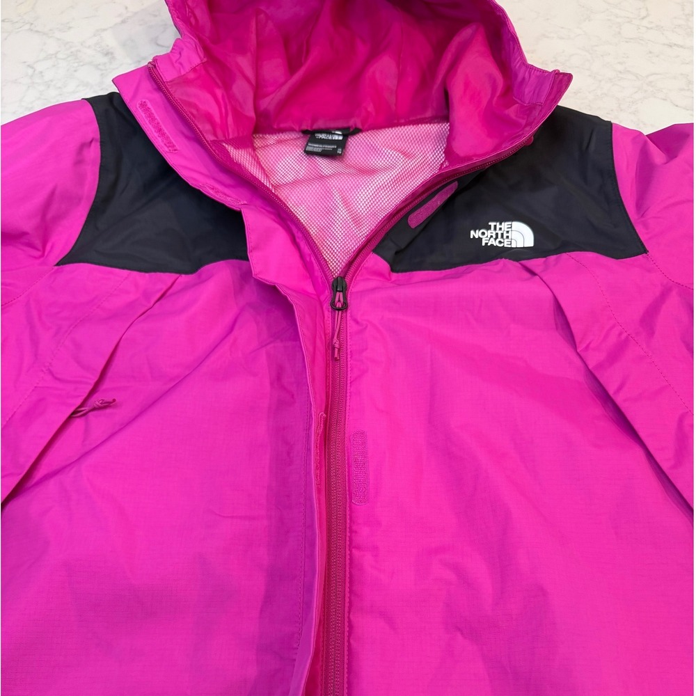 The North Face Womens Antora Rain Jacket XL Pink Black Hooded Windbreaker Shell - Picture 7 of 10